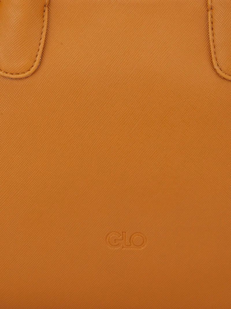 globus  Globus Women Tan Vegan Leather Textured Curved Shape Sling Bag With Adjustable Strap  | Best Price UAE